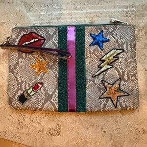 ALDO Stylish snake print clutch with Colorful Patches